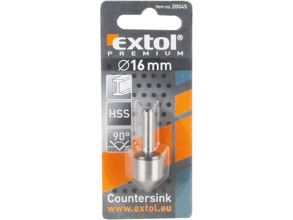 20045 EXTOL záhlubník do vrtačky 90°, O 16mm, HSS-4341