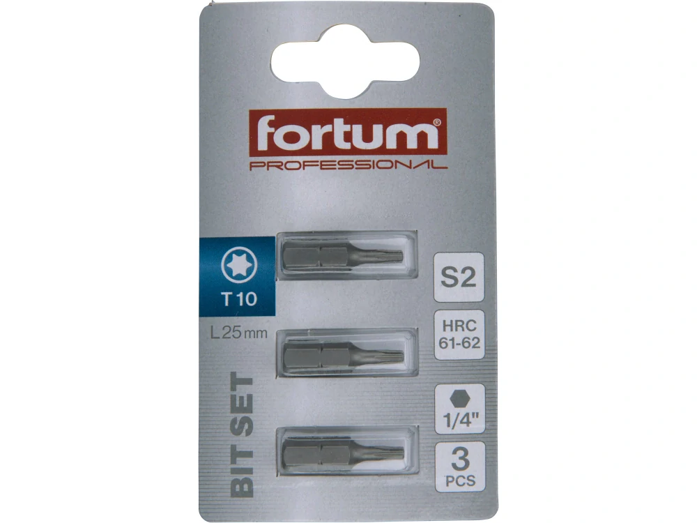 hrot TORX, sada 3ks, T 10x25mm, S2  FORTUM 4741410