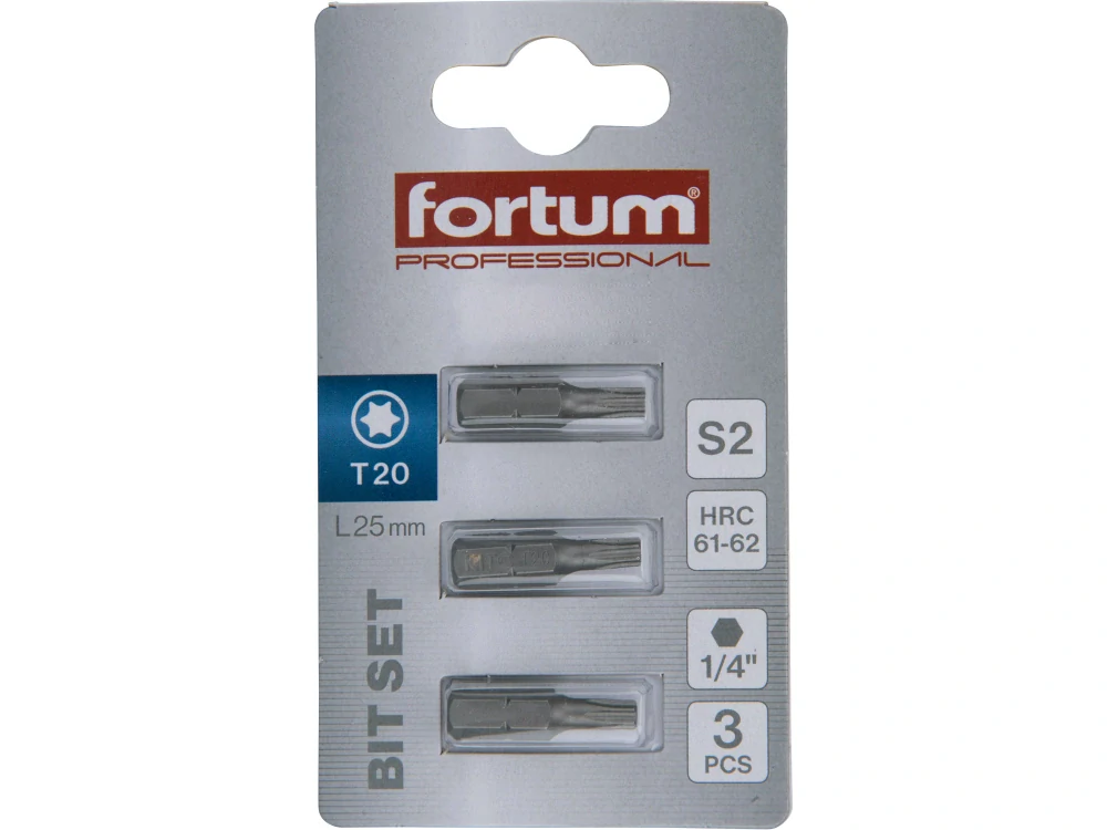 hrot TORX, sada 3ks, T 20x25mm, S2  FORTUM 4741420