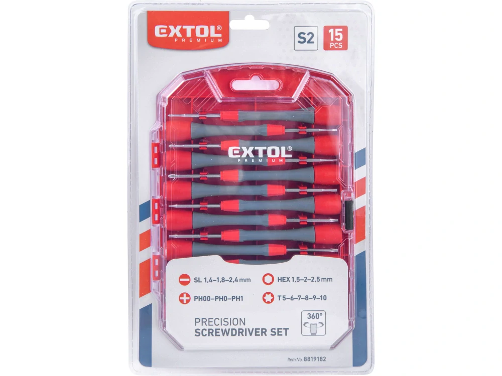 8819182 EXTOL PREMIUM Šroubováky hodinářské, sada 15ks, S2