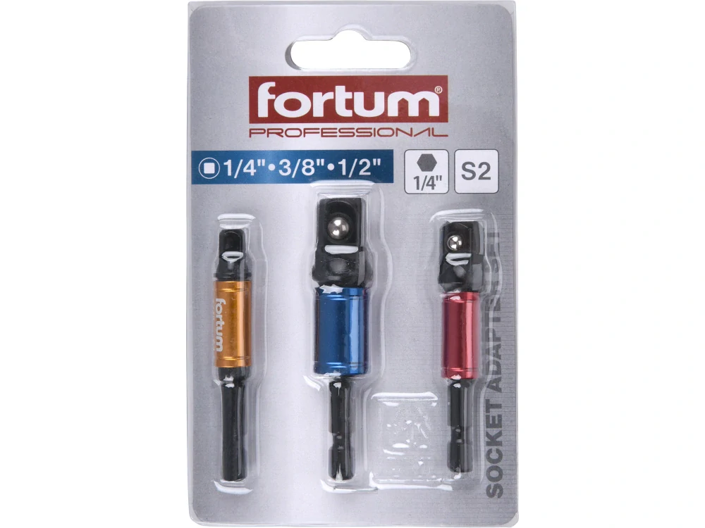 4742203 FORTUM adaptéry do vrtačky s otoč.úchytem 3ks