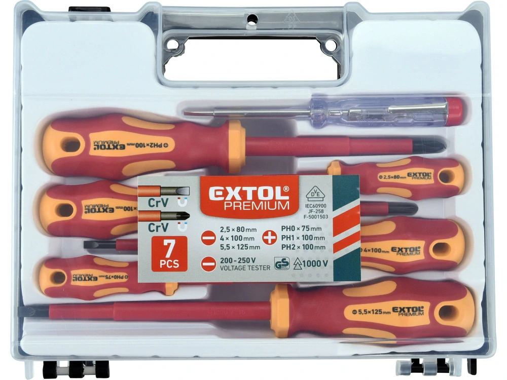 53087 EXTOL Šroubováky elektrikářské se zkoušečkou, sada 7ks