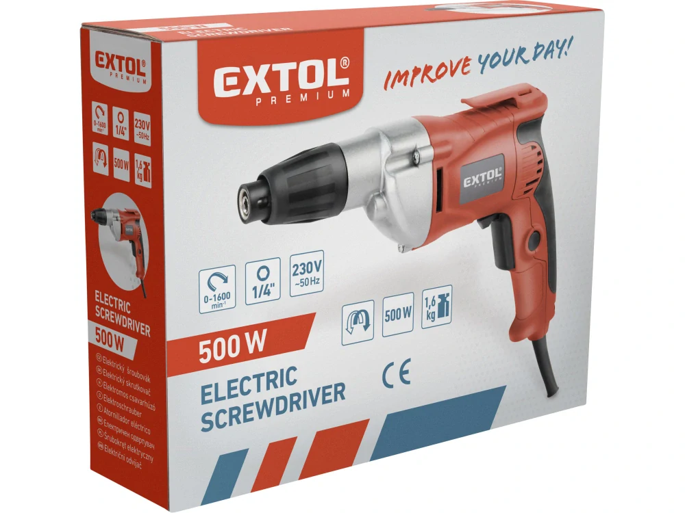 8890501 EXTOL Šroubovák elektrický, 500W, 1/4", 6Nm