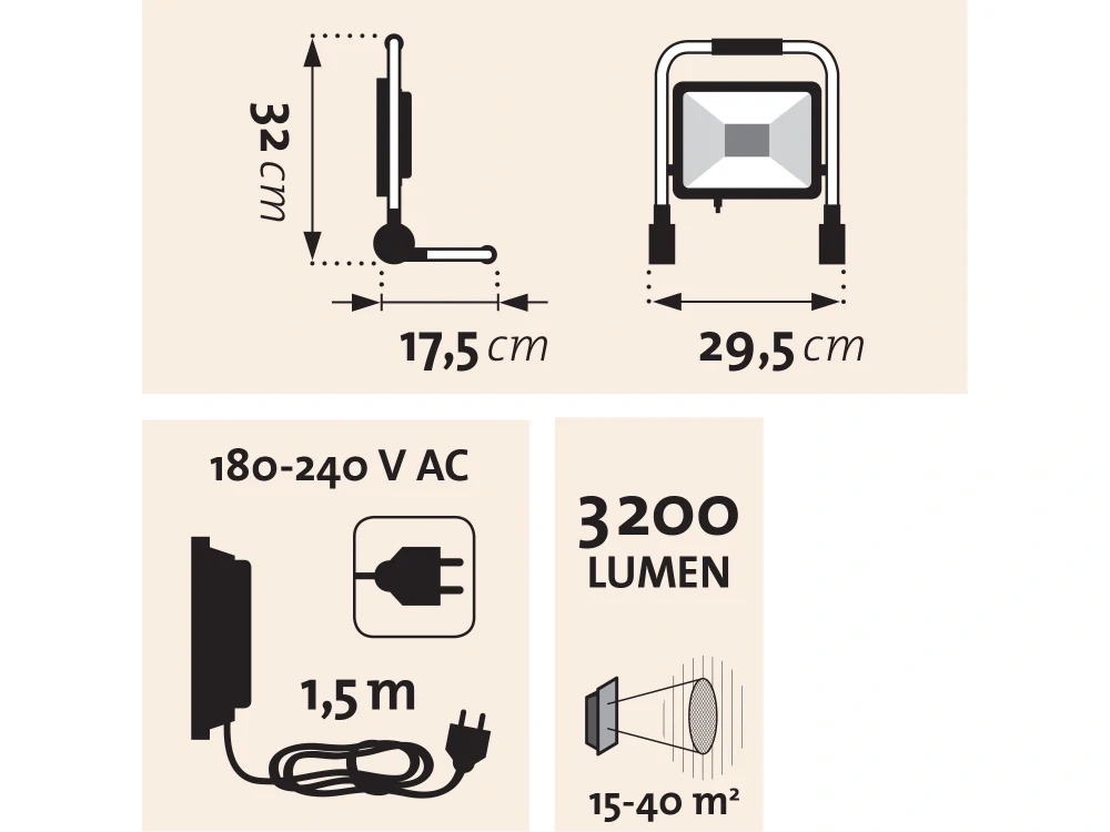43243 EXTOL Reflektor LED, 3200lm, se stojanem